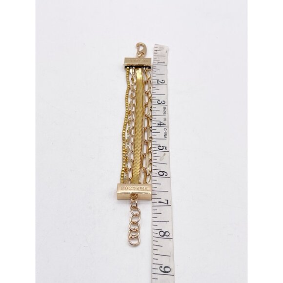 Victoria Emerson Gold Multi Strand Layered Bracelet Paperclip Herringbone Boho - Picture 3 of 6